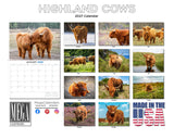 Highland Cows Wall Calendar 2027 - 12" x 9" 14-Month Scottish Cattle Calendar