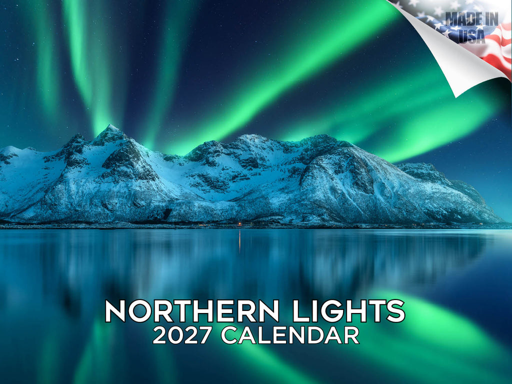 Northern Lights Wall Calendar 2027 - 12" x 9" 14-Month Aurora Borealis Scenic Calendar