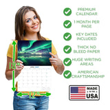 Northern Lights Wall Calendar 2027 - 12" x 9" 14-Month Aurora Borealis Scenic Calendar