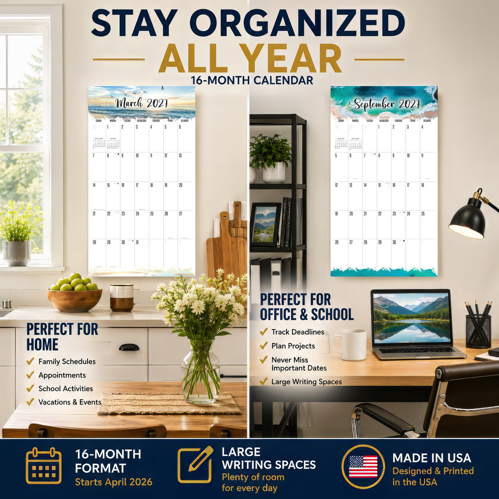 Tropical Beach Wall Calendar 2027 - 12" x 12" Monthly Tropical Paradise & Island Photography Calendar