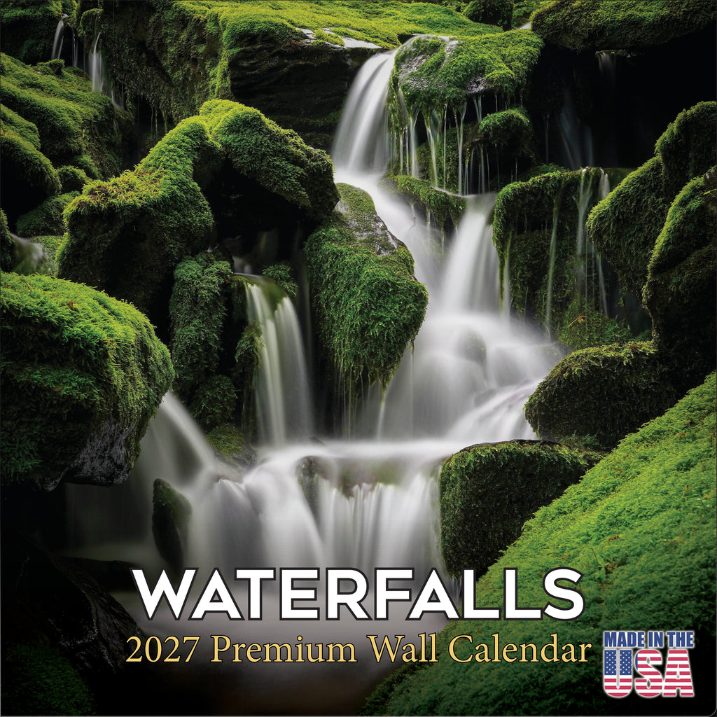 Waterfalls Wall Calendar 2027 - 12" x 12" Monthly Breathtaking Scenic Cascades & Nature Landscape Calendar