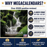 Waterfalls Wall Calendar 2027 - 12" x 12" Monthly Breathtaking Scenic Cascades & Nature Landscape Calendar