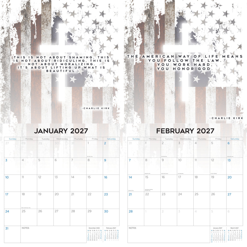 Freedom Wall Calendar 2027 – 12" x 12" Monthly Inspirational Quotes & Patriotic Wall Calendar