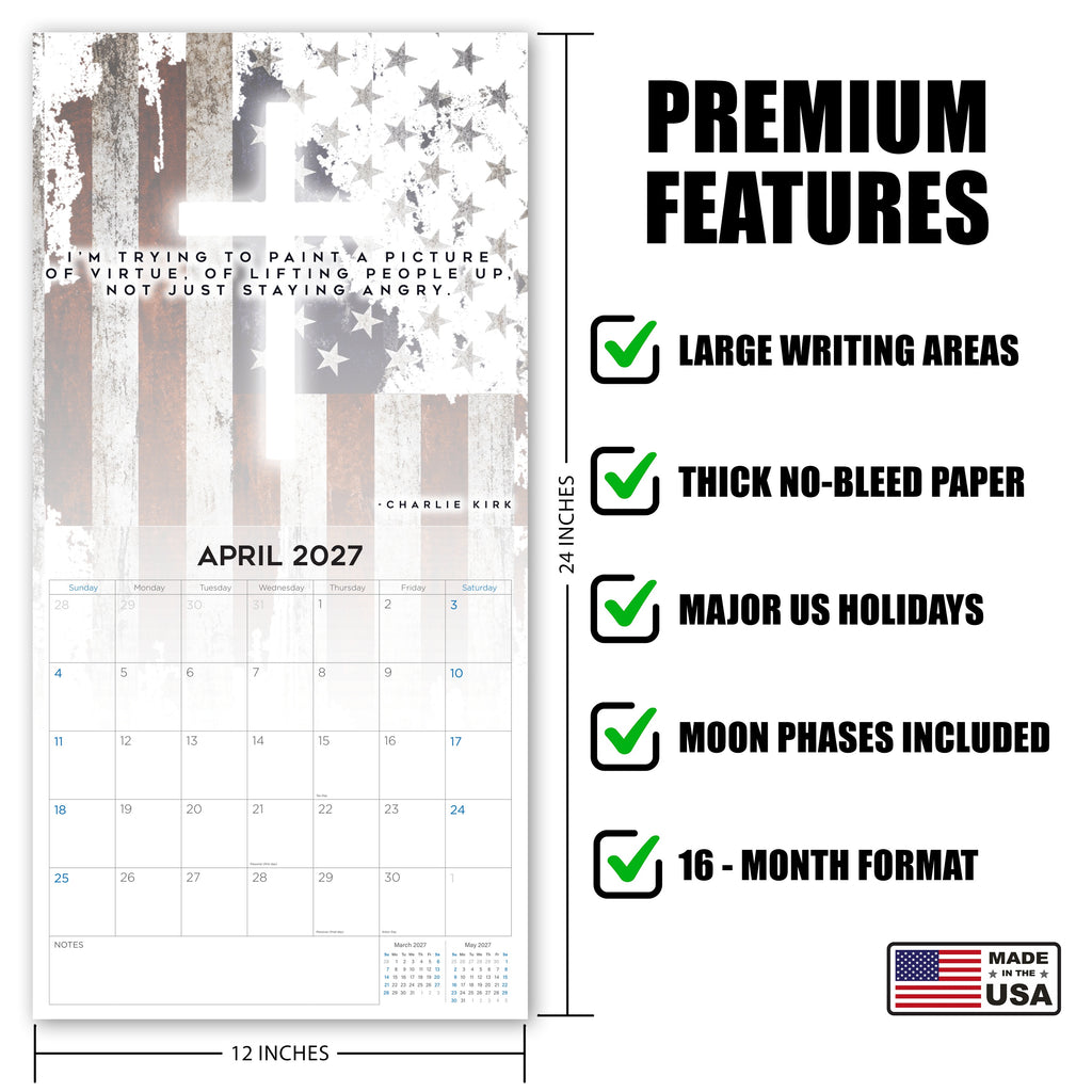 Freedom Wall Calendar 2027 – 12" x 12" Monthly Inspirational Quotes & Patriotic Wall Calendar