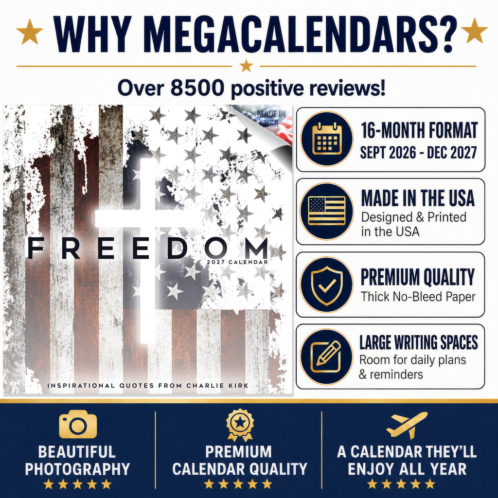 Freedom Wall Calendar 2027 – 12" x 12" Monthly Inspirational Quotes & Patriotic Wall Calendar