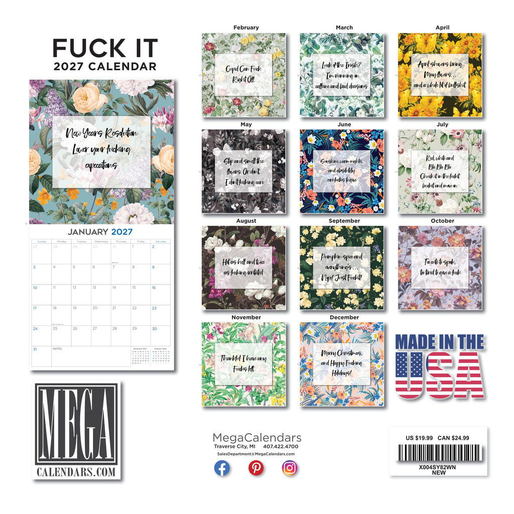F*ckIt Wall Calendar 2027 – Funny & Relatable Monthly Planner
