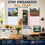 Cottage Gardens Wall Calendar 2027 - 12" x 12" Monthly Beautiful English Country Cottage Floral Scenery Calendar