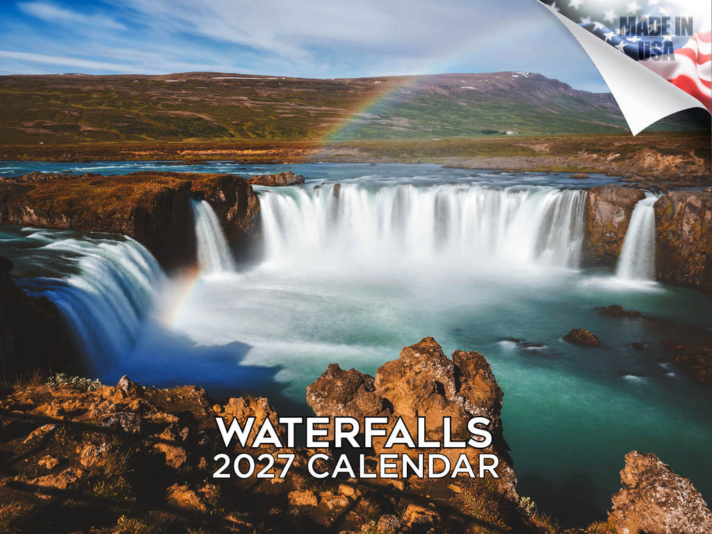 Waterfalls Wall Calendar 2027 - 12" x 9" 14-Month Scenic Nature Calendar