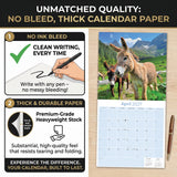 Donkeys Wall Calendar 2027 - 12" x 12" Monthly Charming Farm Equine & Long Eared Donkey Calendar