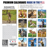 Donkeys Wall Calendar 2027 - 12" x 12" Monthly Charming Farm Equine & Long Eared Donkey Calendar