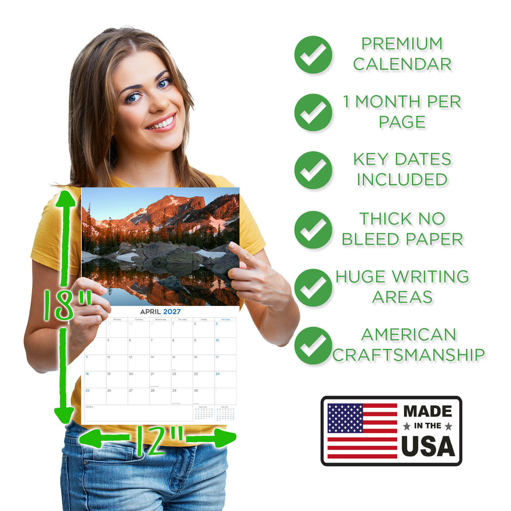 National Parks Wall Calendar 2027 - 12" x 9" 14-Month Scenic Nature Calendar