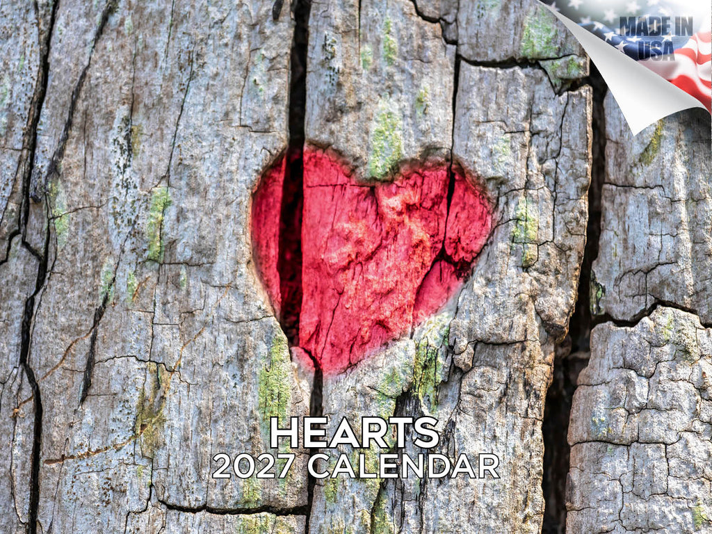 Hearts Wall Calendar 2027 - 12" x 9" 14-Month Whimsical Art Calendar