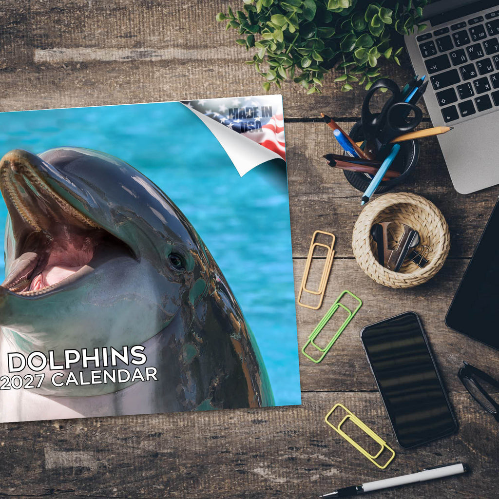 Dolphins Wall Calendar 2027 - 12" x 9" 14-Month Marine Animal Calendar