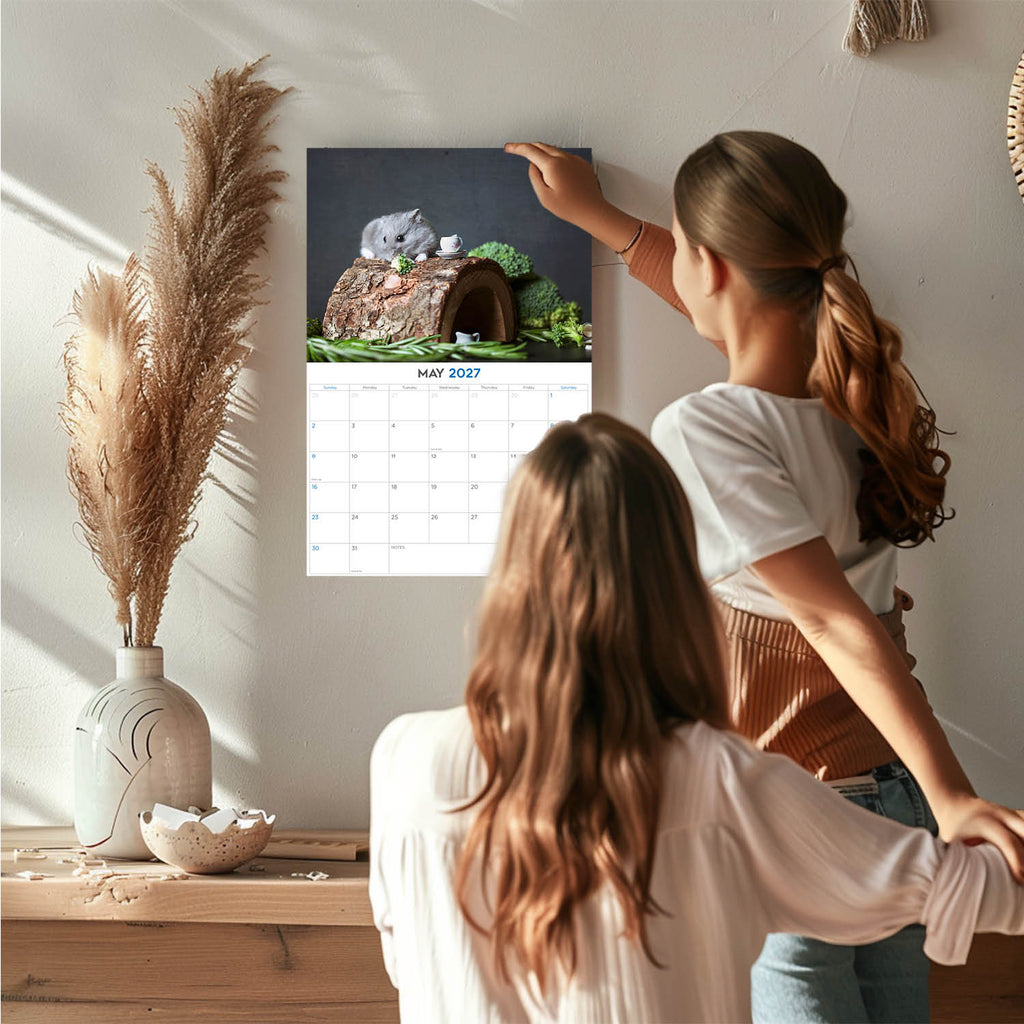 Hamsters Wall Calendar 2027 - 12" x 9" 14-Month Small Pet Calendar