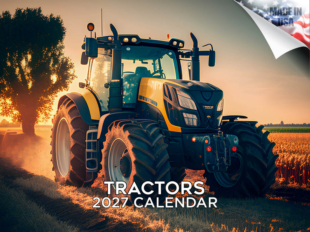 Tractors Wall Calendar 2027 - 12" x 9" 14-Month Farm Machinery Calendar