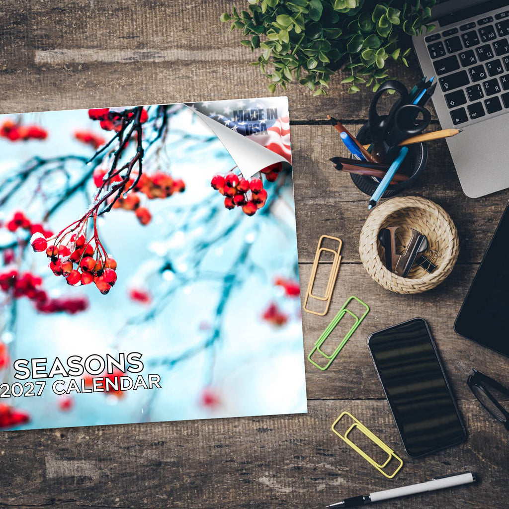 Seasons Wall Calendar 2027 - 12" x 9" 14-Month Scenic Nature Year Calendar