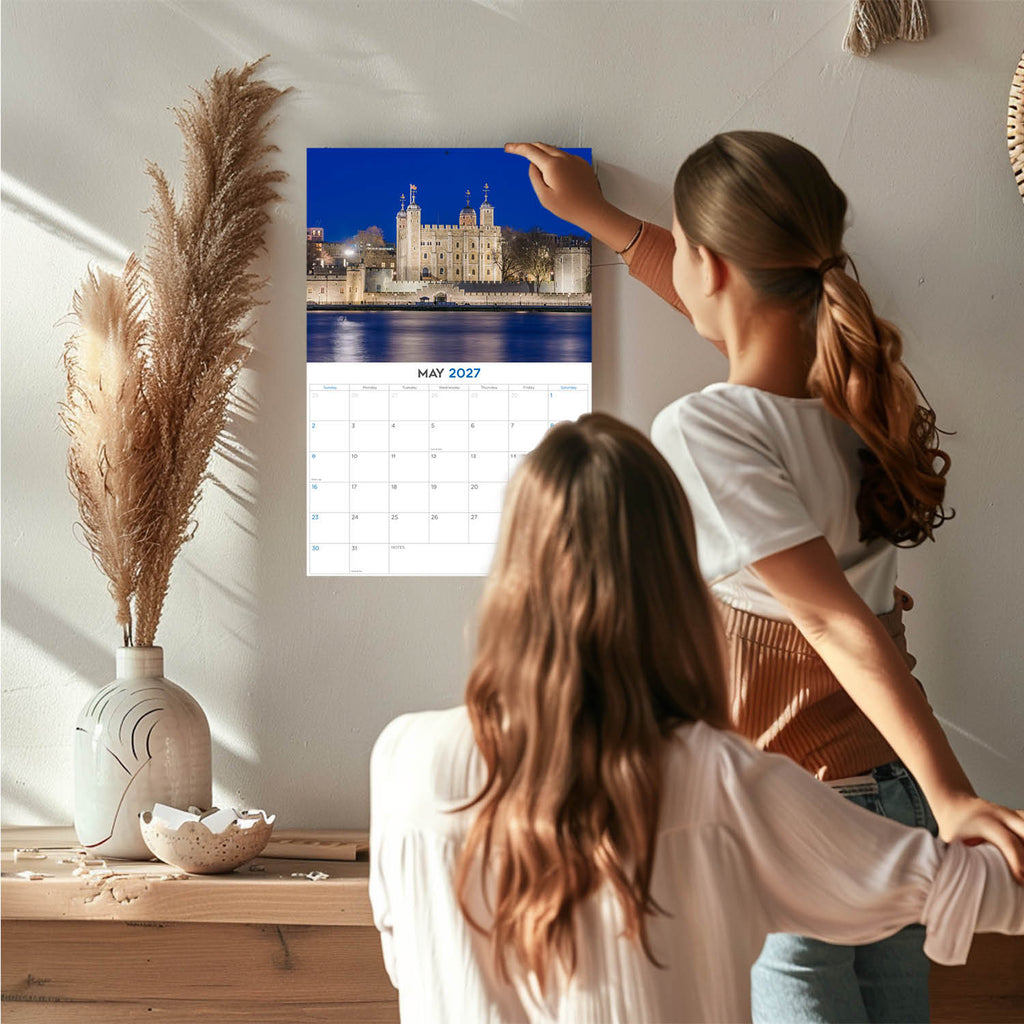 London Wall Calendar 2027 - 12" x 9" 14-Month Scenic Travel Cityscape Calendar