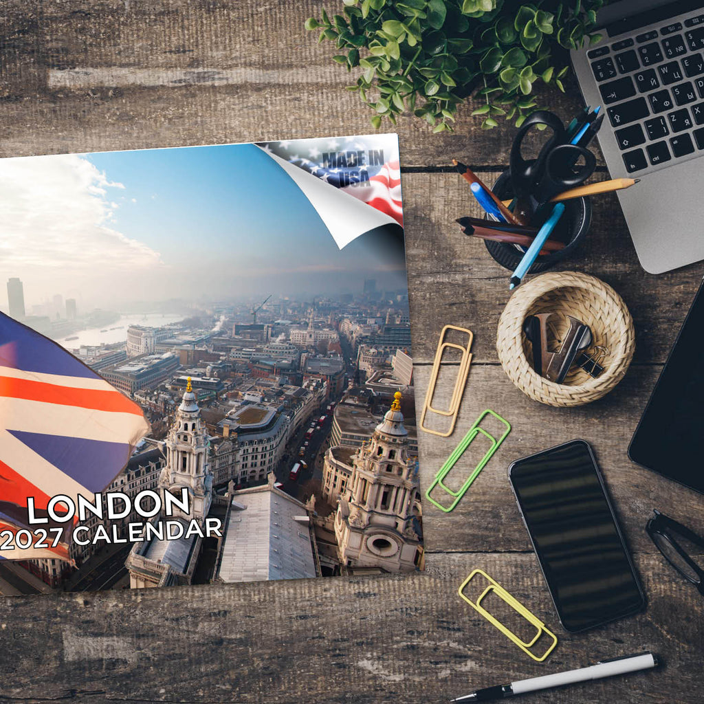 London Wall Calendar 2027 - 12" x 9" 14-Month Scenic Travel Cityscape Calendar
