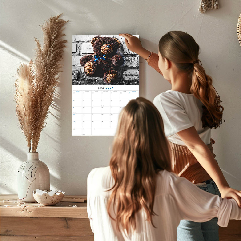 Teddy Bears Wall Calendar 2027 - 12" x 9" 14-Month Nostalgic Hobby Calendar