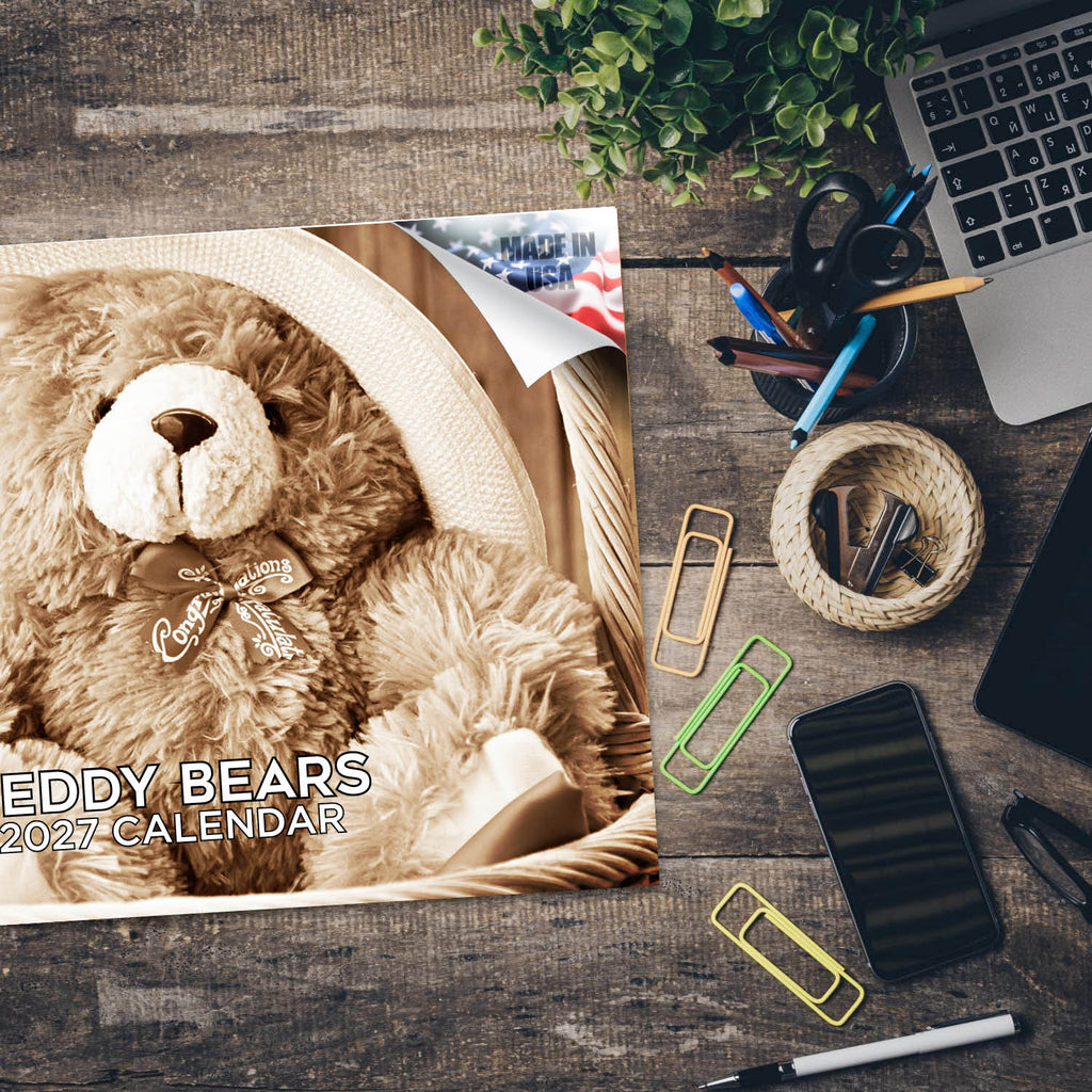 Teddy Bears Wall Calendar 2027 - 12" x 9" 14-Month Nostalgic Hobby Calendar