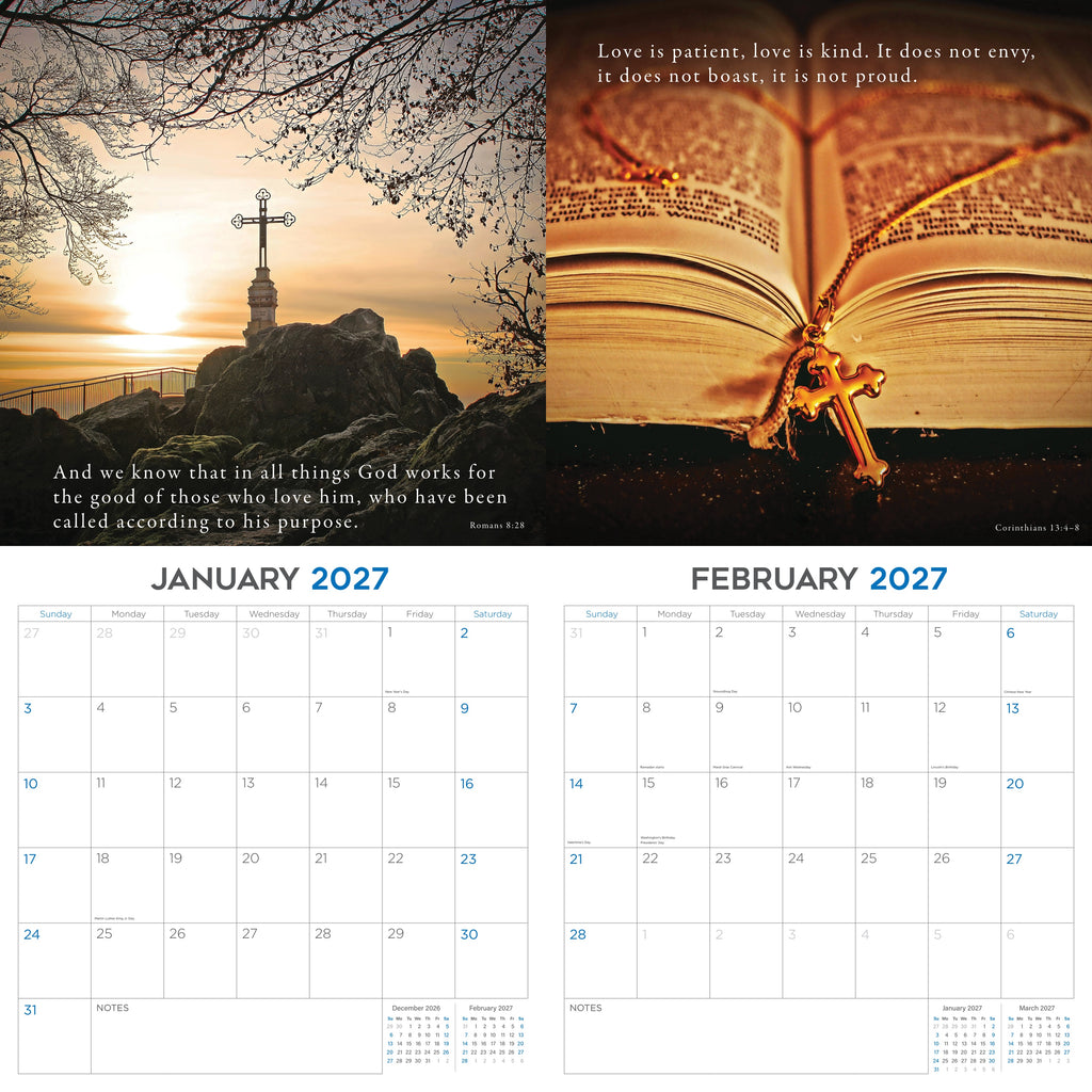 Inspirational Bible Verses Wall Calendar 2027 - 12" x 12" Monthly Scripture & Christian Faith Wall Calendar