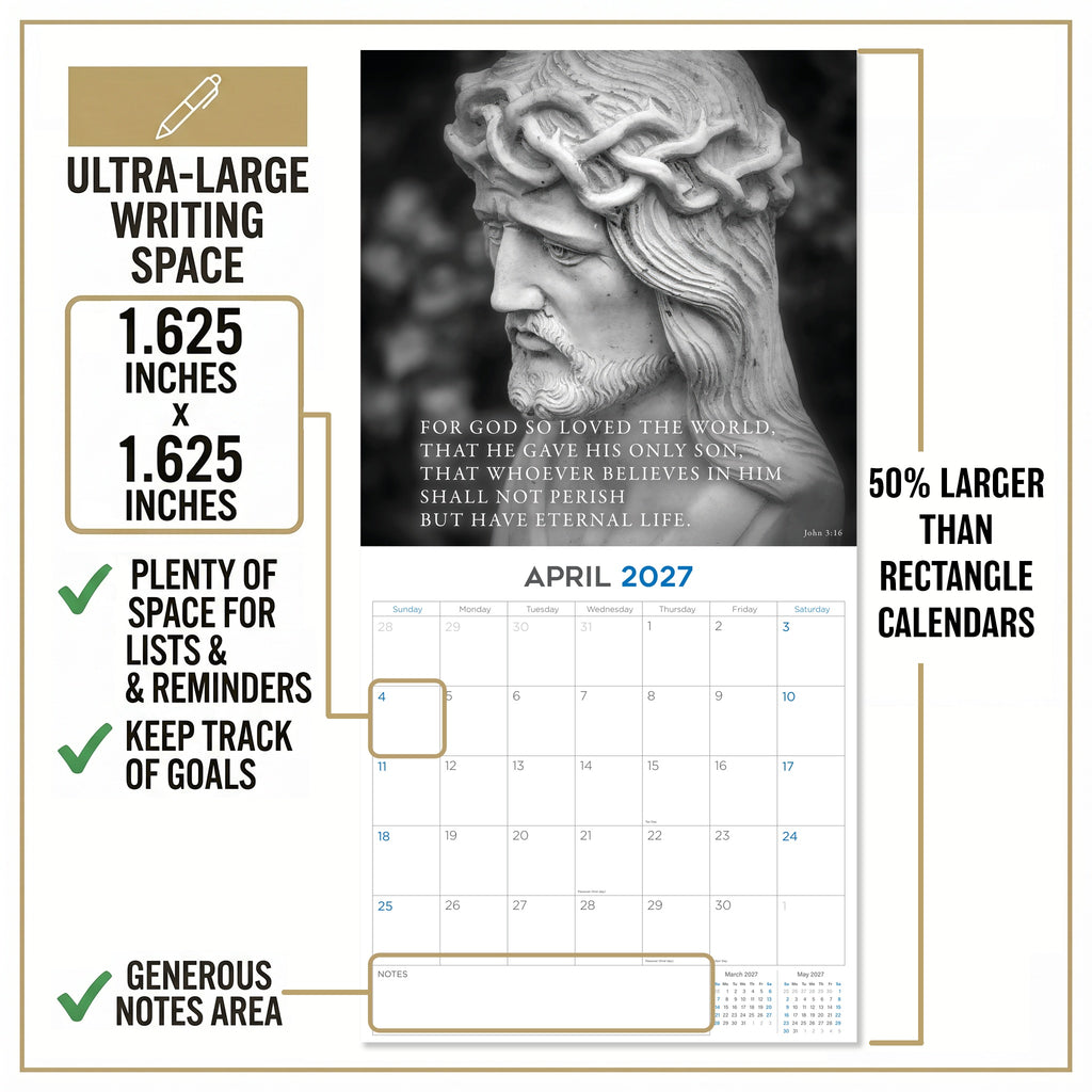 Inspirational Bible Verses Wall Calendar 2027 - 12" x 12" Monthly Scripture & Christian Faith Wall Calendar