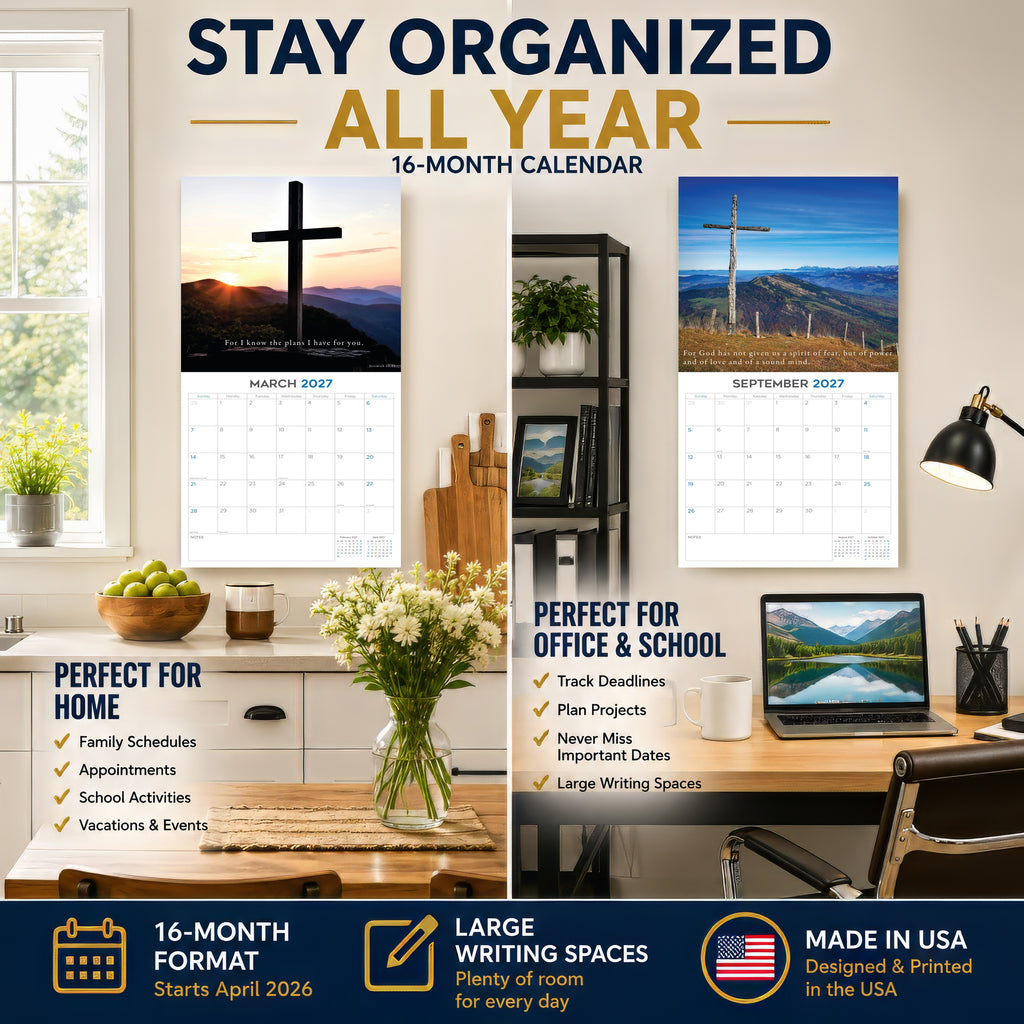 Inspirational Bible Verses Wall Calendar 2027 - 12" x 12" Monthly Scripture & Christian Faith Wall Calendar