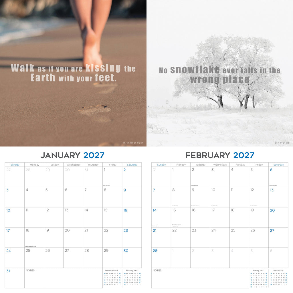 Meditation Wall Calendar 2027 – Daily Mindfulness & Serenity Monthly Planner