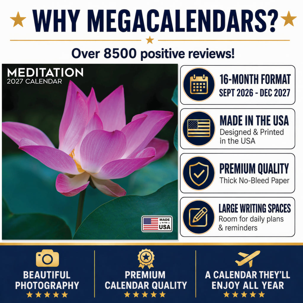 Meditation Wall Calendar 2027 – Daily Mindfulness & Serenity Monthly Planner