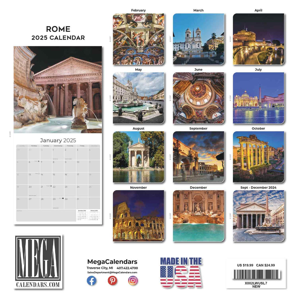 Rome Wall Calendar 2025