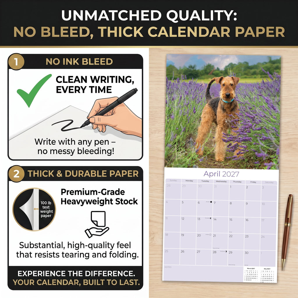 Airedale Terrier Wall Calendar 2027 - 12" x 12" Monthly Terrier Breed & Working Dog Calendar