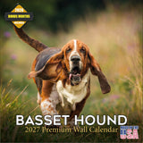 Basset Hound Wall Calendar 2027 - 12" x 12" Monthly Gentle & Long-Eared Scent Hound Calendar