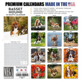 Basset Hound Wall Calendar 2027 - 12" x 12" Monthly Gentle & Long-Eared Scent Hound Calendar