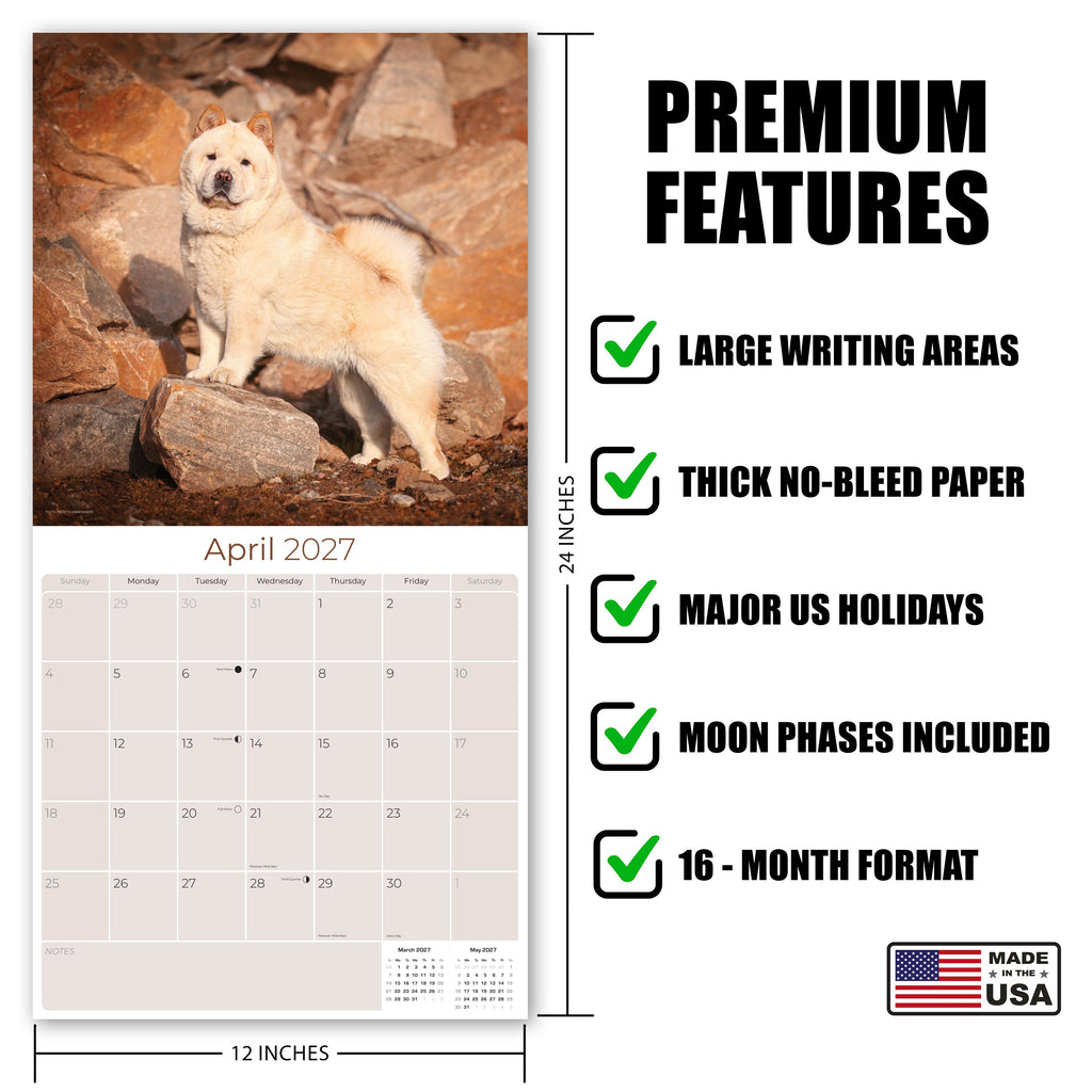 Chow Chow Wall Calendar 2027 - 12" x 12" Monthly Dignified & Proud Chow Chow Dog Breed Calendar