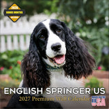 English Springer Spaniel (US) Wall Calendar 2027 - 12" x 12" Monthly Loyal American Springer Spaniel Gundog Breed Calendar