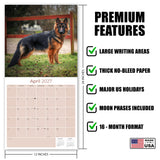 German Shepherd Wall Calendar 2027 - 12" x 12" Monthly Noble Guardian & Intelligent GSD Working Breed Calendar