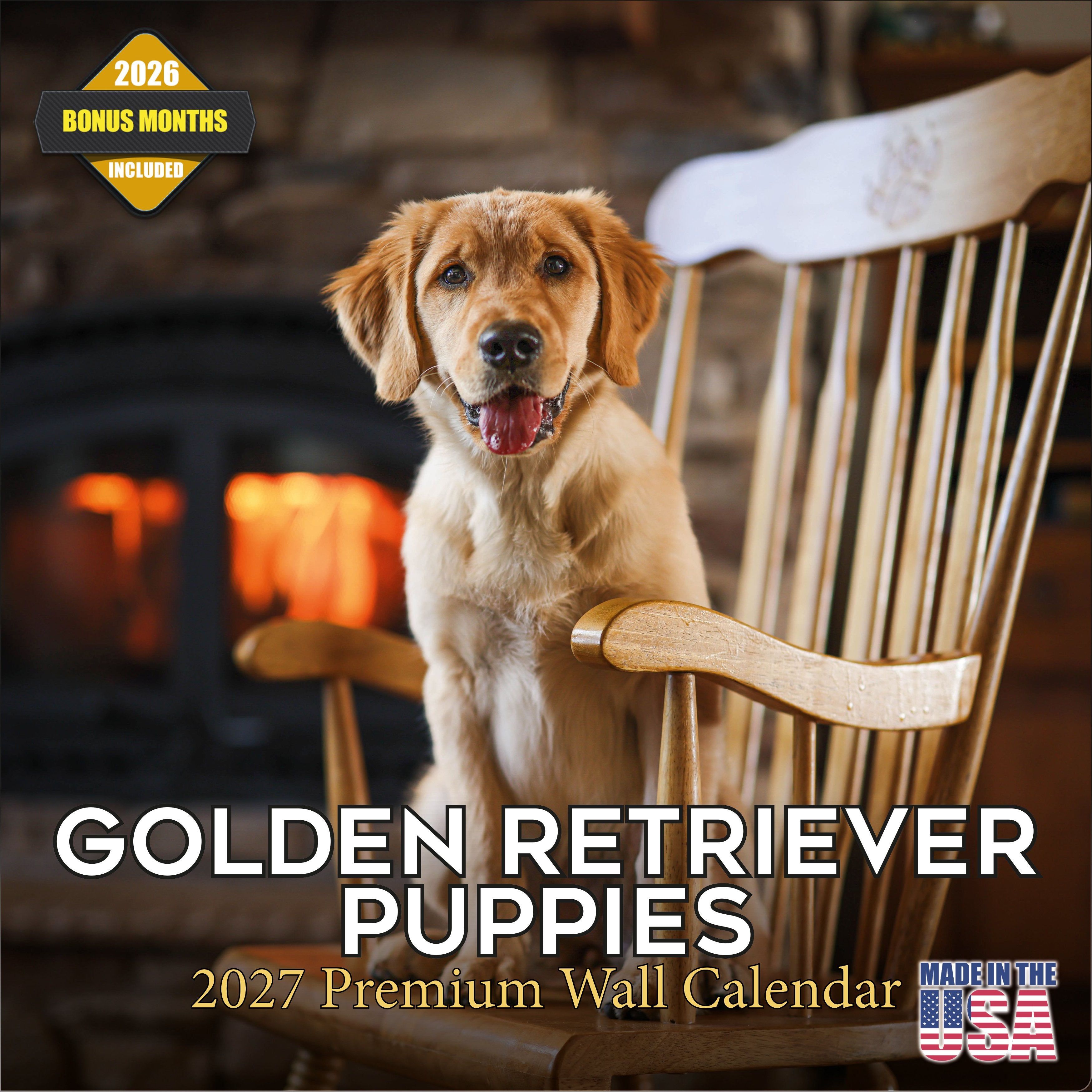 Golden Retriever Puppies Wall Calendar 2027 - 12