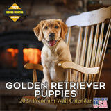 Golden Retriever Puppies Wall Calendar 2027 - 12" x 12" Monthly Adorable Golden Retriever Puppy Companion Calendar
