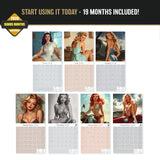 Retro Pin Ups Wall Calendar 2027 - 12" x 12" Monthly Classic Mid-Century Style Glamour Illustration Calendar
