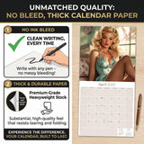 Retro Pin Ups Wall Calendar 2027 - 12" x 12" Monthly Classic Mid-Century Style Glamour Illustration Calendar