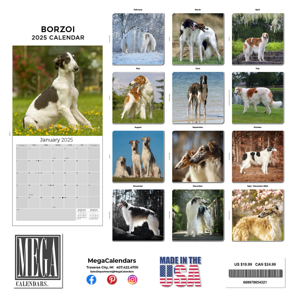 Borzoi Wall Calendar 2025