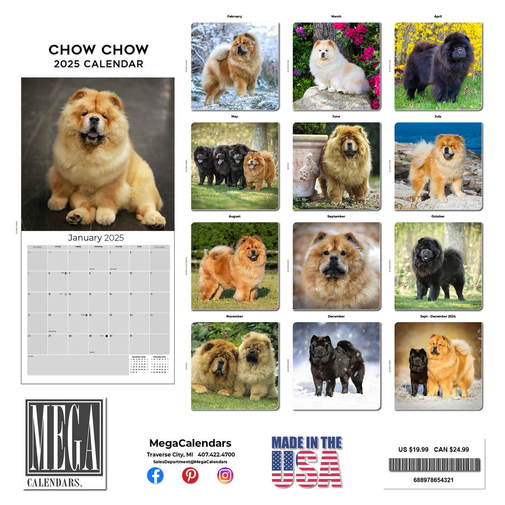 Chow Chow Wall Calendar 2025