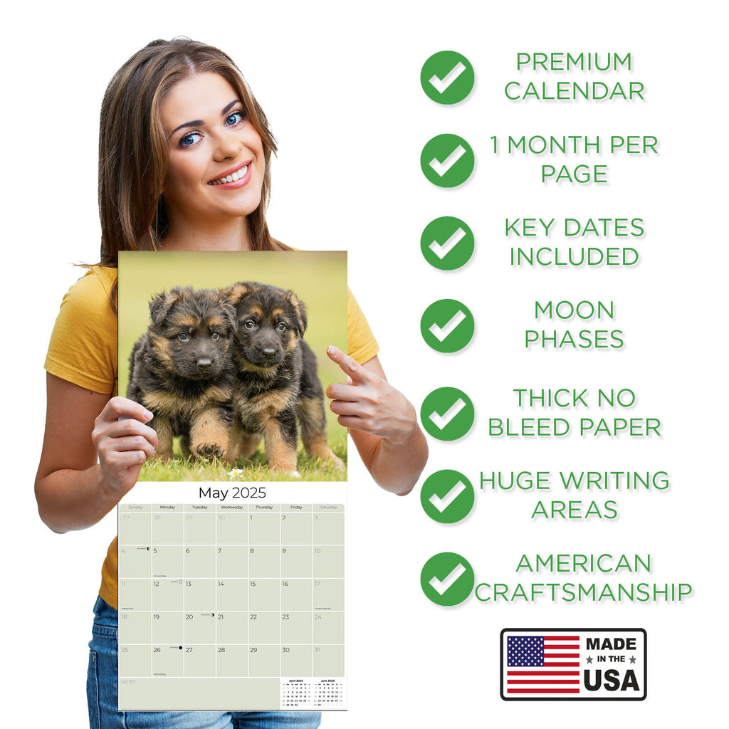 German Shepherd Puppies Wall Calendar 2025