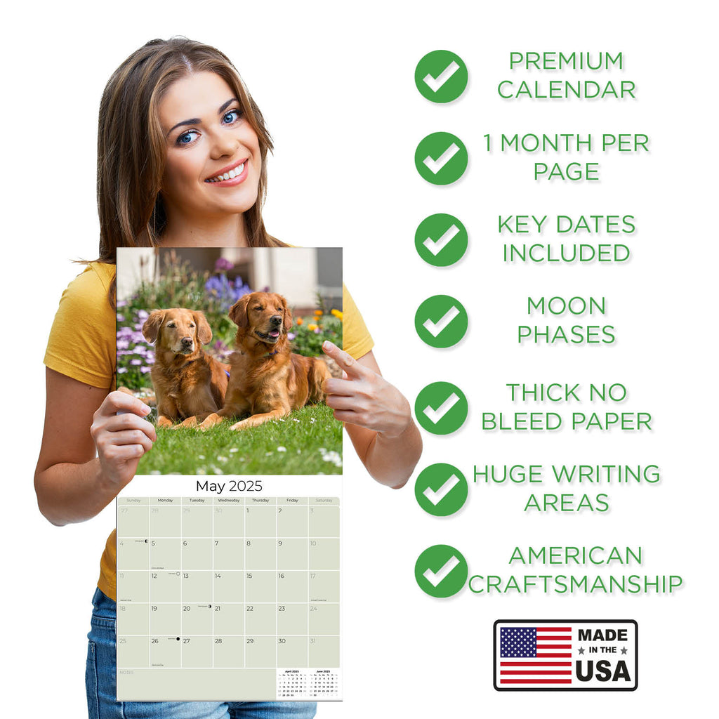 Golden Retriever Wall Calendar 2025