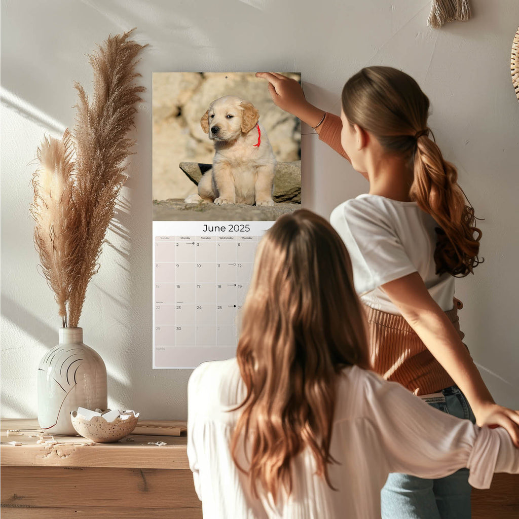 Golden Retriever Puppies Wall Calendar 2025