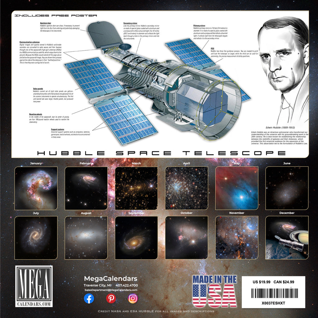 Hubble Exploration Wall Calendar 2024
