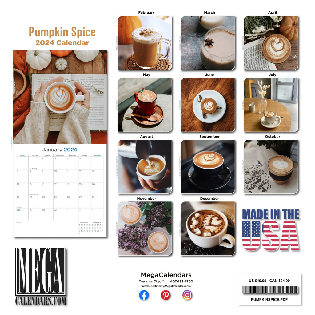 Pumpkin Spice Wall Calendar 2024
