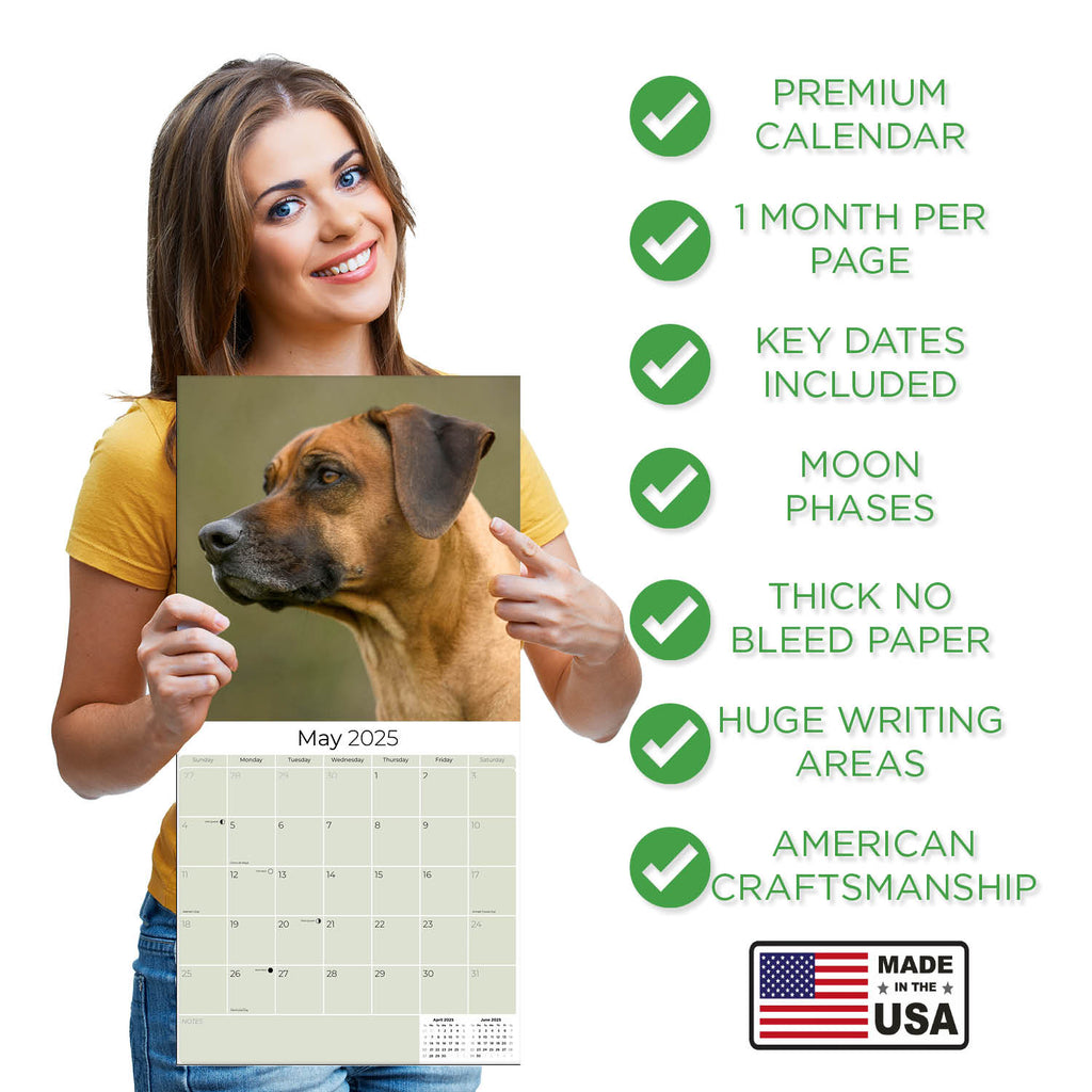 Rhodesian Ridgeback Wall Calendar 2025