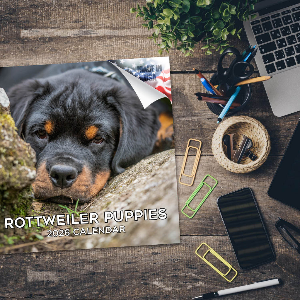 Rottweiler Puppies Wall Calendar 2026