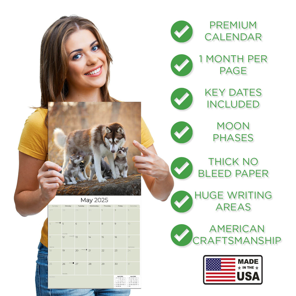 Siberian Husky Wall Calendar 2025
